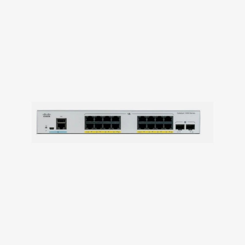 Cisco C1000-16T-E-2G-L – Catalyst 1000 Series 16-Port Gigabit Ethernet Switch – Enhanced Image, 2x 1G SFP Uplinks, Layer 2 Managed, Fanless used
