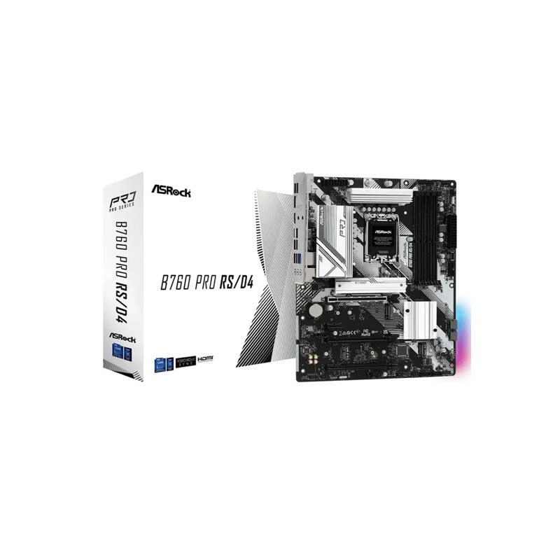 ASRock B760 Pro RSD4 ATX Motherboard – LGA1700, DDR4 5333+MHz, PCIe Gen4 M.2, HDMI/DP, USB 3.2, 2.5G LAN, Supports Intel 14th/13th/12th Gen