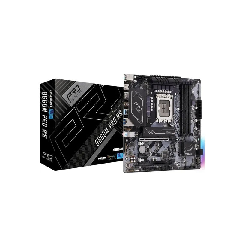 ASRock B660M Pro RS MicroATX Motherboard – LGA1700, DDR4 4800MHz (OC), PCIe 4.0, HDMI/DisplayPort, Supports 12th & 13th Gen Intel CPUs