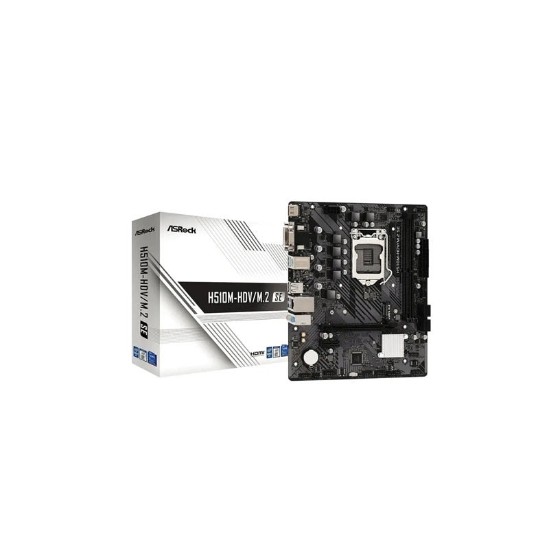ASRock H510M-HDV/M.2 SE LGA1200 Motherboard – DDR4 3200MHz, HDMI/DVI/D-Sub, Supports 10th & 11th Gen Intel CPUs