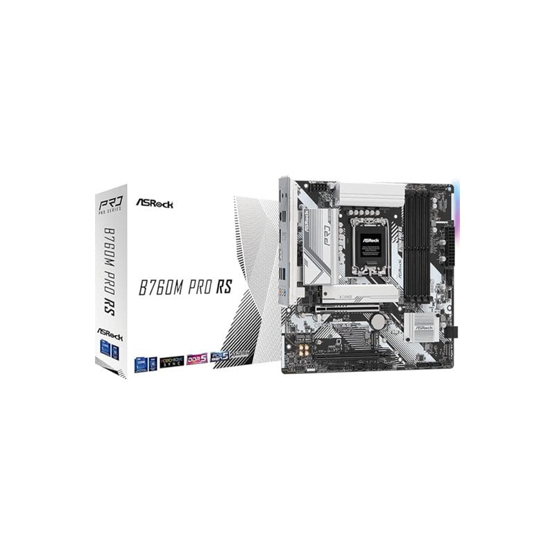 ASRock B760M Pro RS WiFi White MicroATX Motherboard – LGA1700, DDR5 7200MHz, WiFi, M.2, SATA3, LED, Intel 12th/13th Gen Support