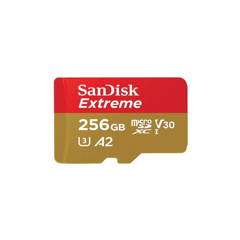 SanDisk 256GB Extreme microSDXC UHS-I Card with Adapter – Up to 190MB/s, V30, A2, 4K/5K UHD Video