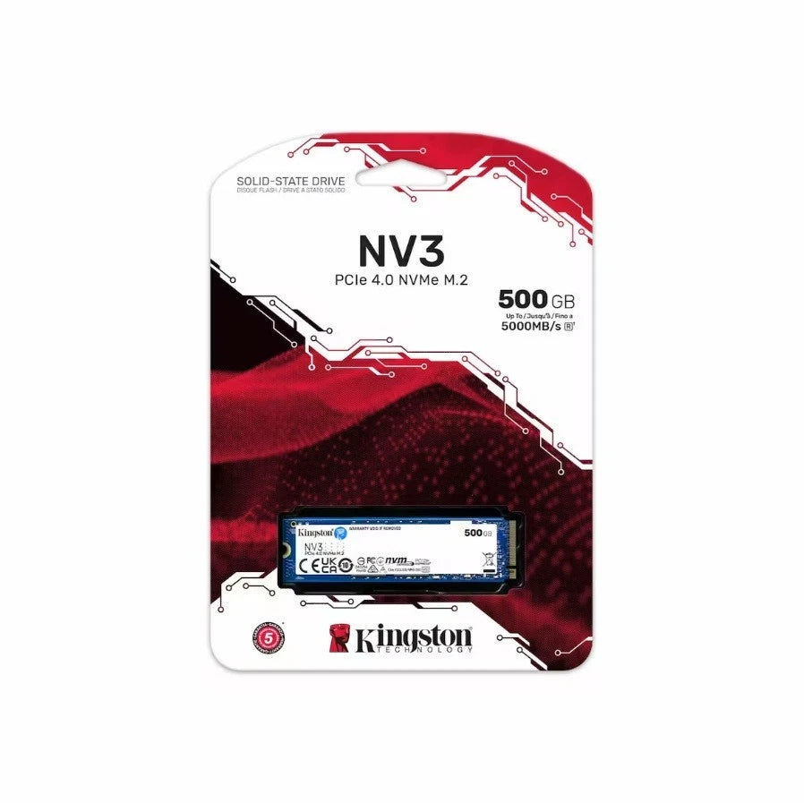 Kingston NV3 500GB PCIe 4.0 NVMe M.2 SSD SNV3S/500G High-Speed Internal Drive