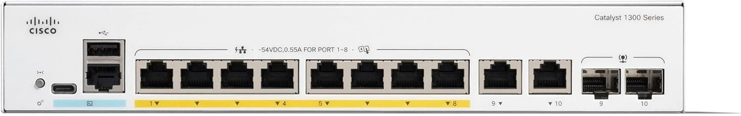 Cisco C1000-8FP-2G-L  Catalyst 1000 Series 8-Port Gigabit Ethernet PoE+ Switch – 2x 1G SFP/RJ-45 Combo Uplinks, Layer 2 Managed, Fanless